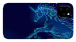 Phone Case. Blue glowing horse unicorn riding night sky star.