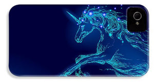 Phone Case. Blue glowing horse unicorn riding night sky star.