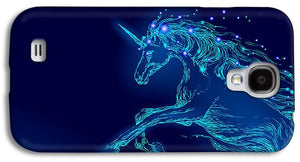 Phone Case. Blue glowing horse unicorn riding night sky star.