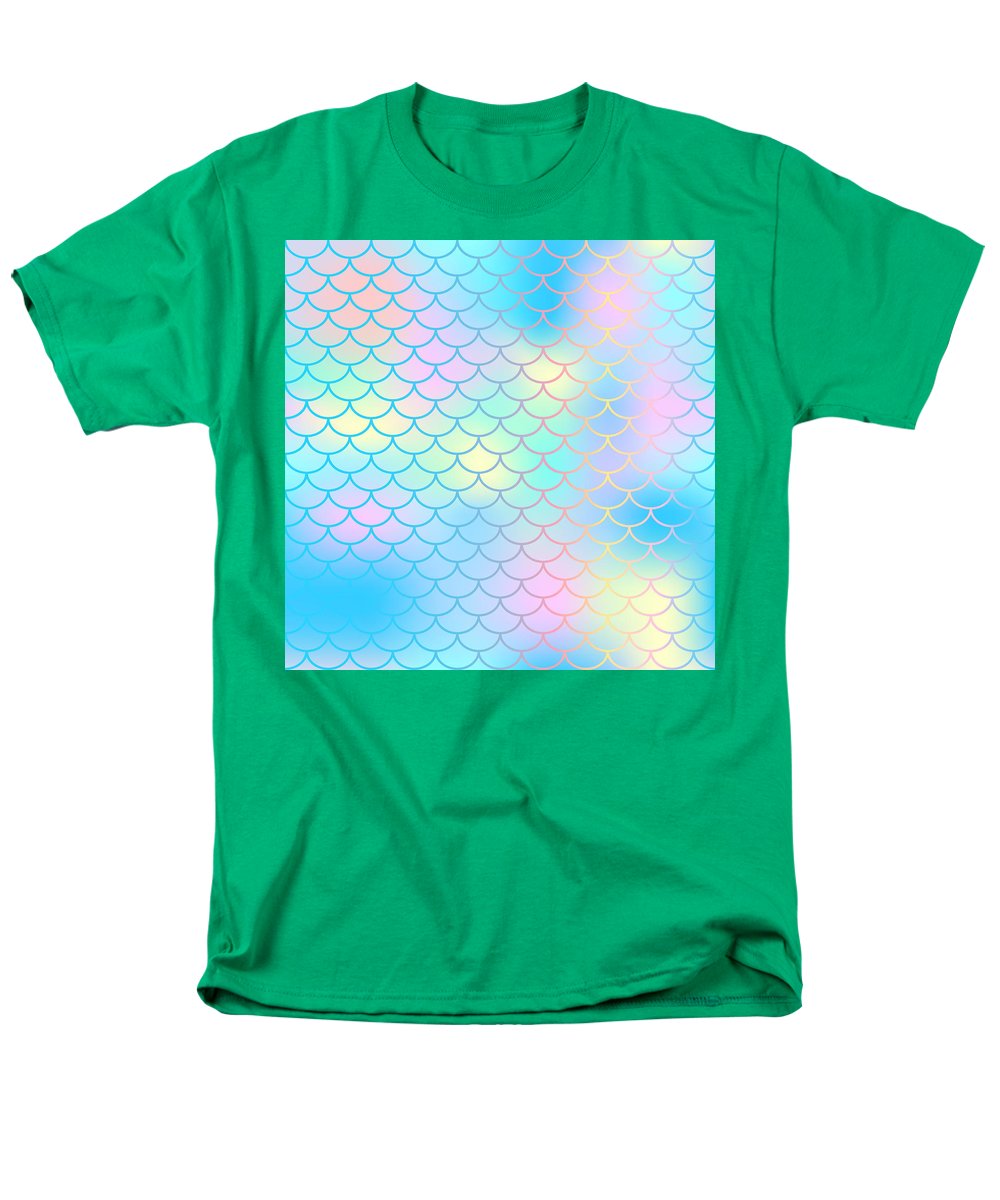Magic mermaid tail background. Colorful seamless pattern with fish scale net. Blue pink mermaid skin surface. - Men's T-Shirt  (Regular Fit)