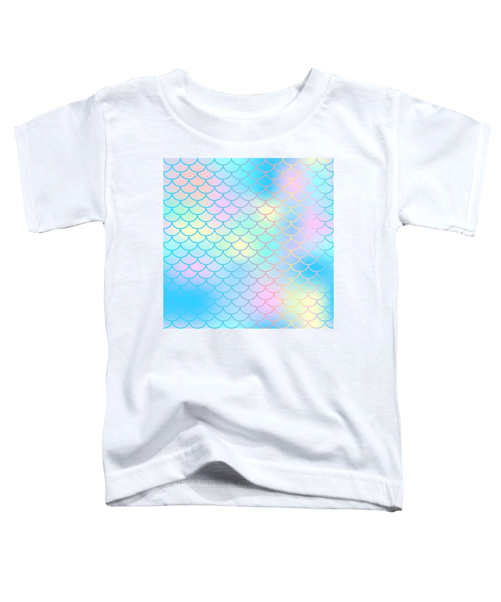 Magic mermaid tail background. Colorful seamless pattern with fish scale net. Blue pink mermaid skin surface. - Toddler T-Shirt