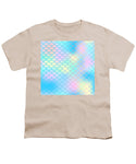 Magic mermaid tail background. Colorful seamless pattern with fish scale net. Blue pink mermaid skin surface. - Youth T-Shirt