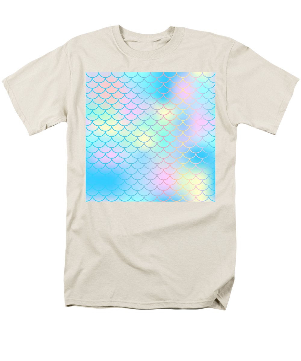 Magic mermaid tail background. Colorful seamless pattern with fish scale net. Blue pink mermaid skin surface. - Men's T-Shirt  (Regular Fit)