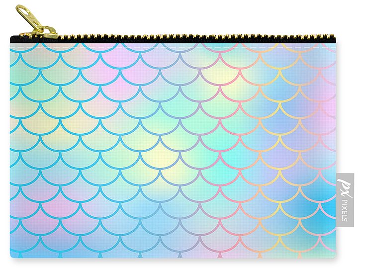 Magic mermaid tail background. Colorful seamless pattern with fish scale net. Blue pink mermaid skin surface. - Carry-All Pouch