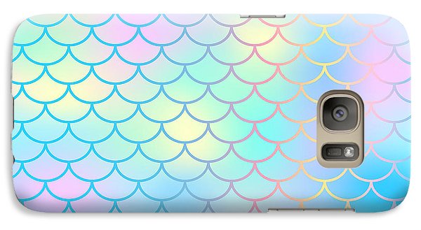Magic mermaid tail background. Colorful seamless pattern with fish scale net. Blue pink mermaid skin surface. - Phone Case
