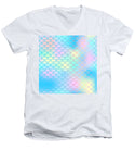 Magic mermaid tail background. Colorful seamless pattern with fish scale net. Blue pink mermaid skin surface. - Men's V-Neck T-Shirt