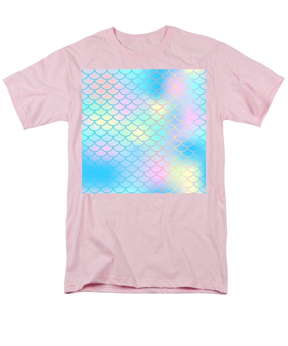 Magic mermaid tail background. Colorful seamless pattern with fish scale net. Blue pink mermaid skin surface. - Men's T-Shirt  (Regular Fit)