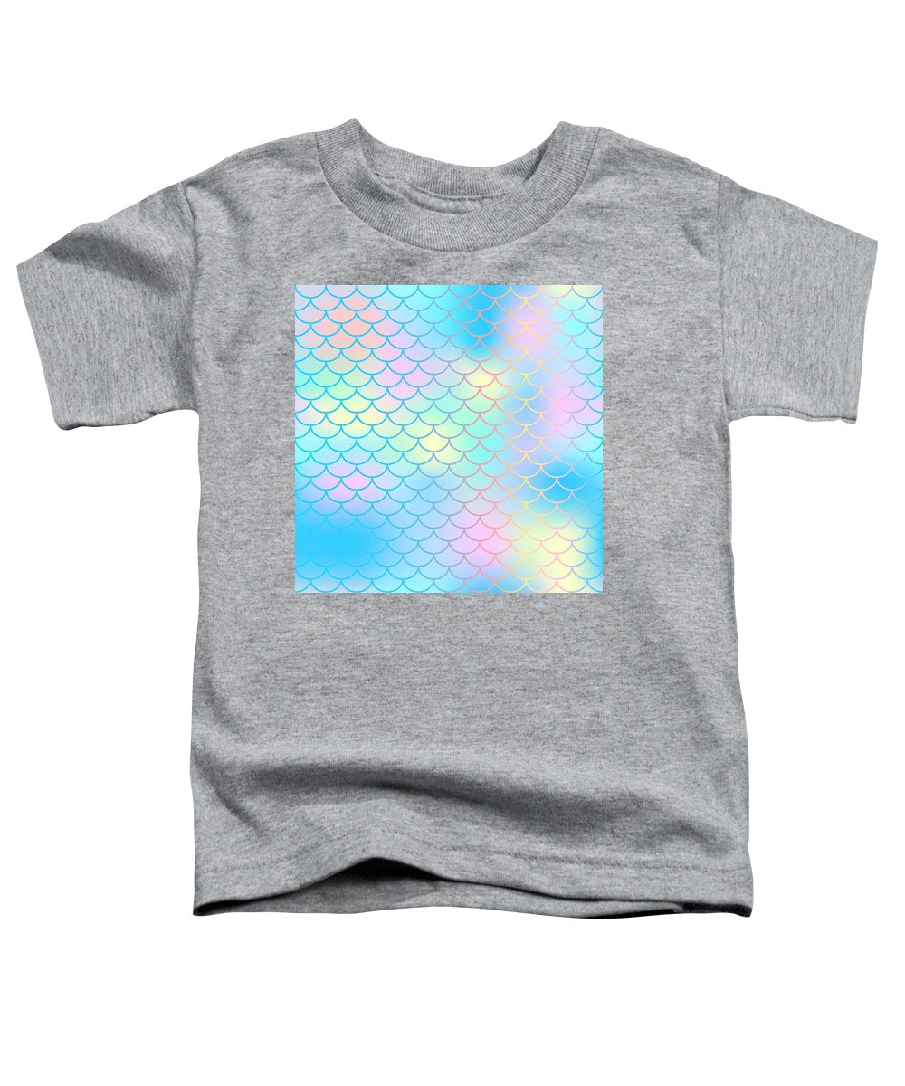 Magic mermaid tail background. Colorful seamless pattern with fish scale net. Blue pink mermaid skin surface. - Toddler T-Shirt