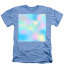 Magic mermaid tail background. Colorful seamless pattern with fish scale net. Blue pink mermaid skin surface. - Heathers T-Shirt