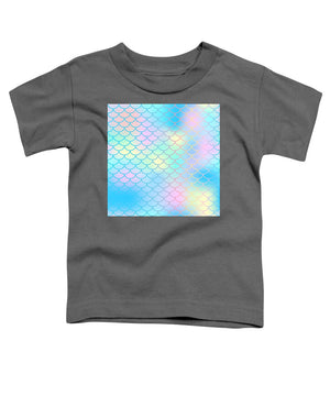 Magic mermaid tail background. Colorful seamless pattern with fish scale net. Blue pink mermaid skin surface. - Toddler T-Shirt