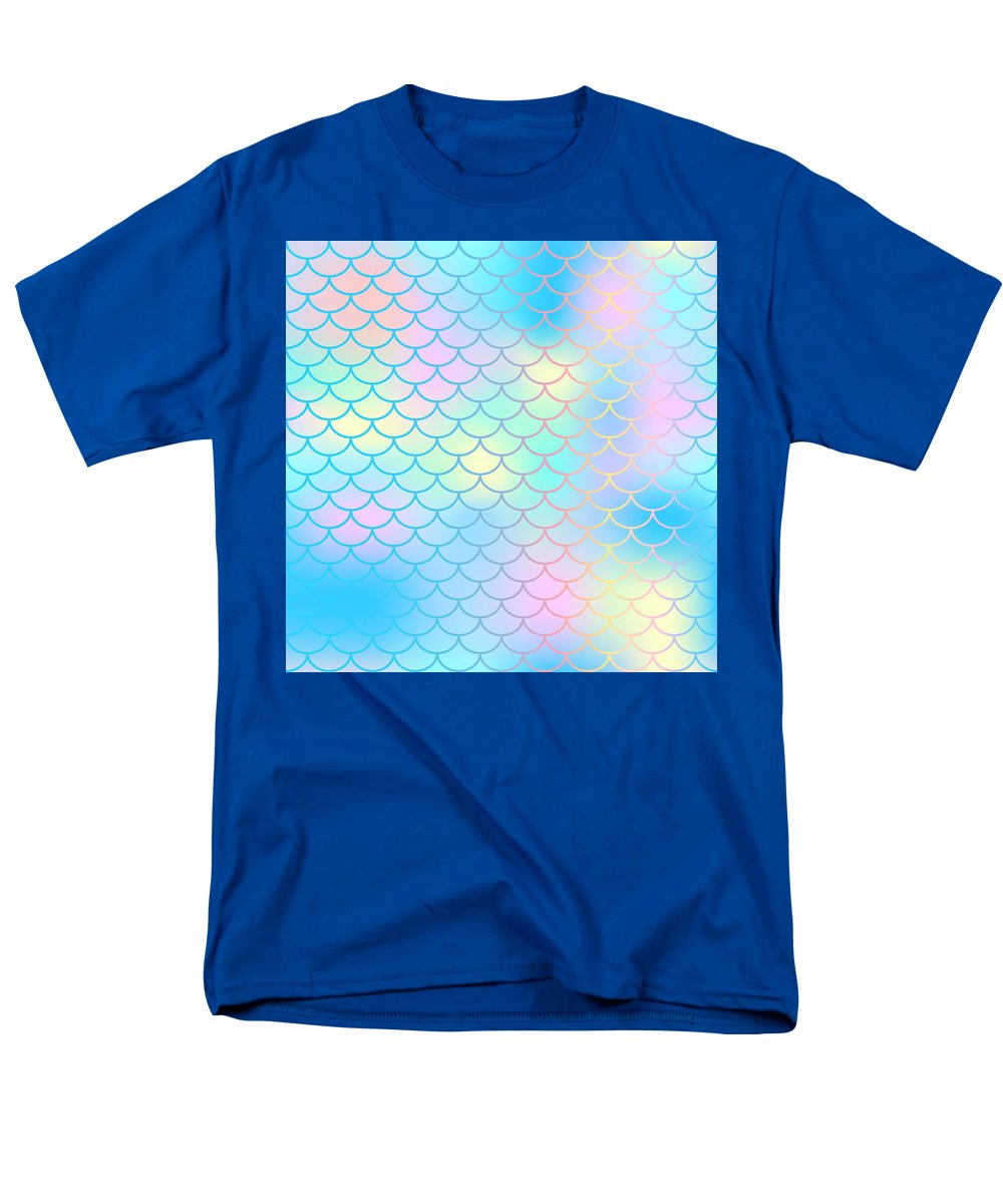 Magic mermaid tail background. Colorful seamless pattern with fish scale net. Blue pink mermaid skin surface. - Men's T-Shirt  (Regular Fit)