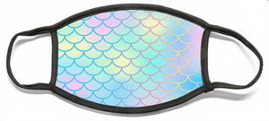 Magic mermaid tail background. Colorful seamless pattern with fish scale net. Blue pink mermaid skin surface. - Face Mask