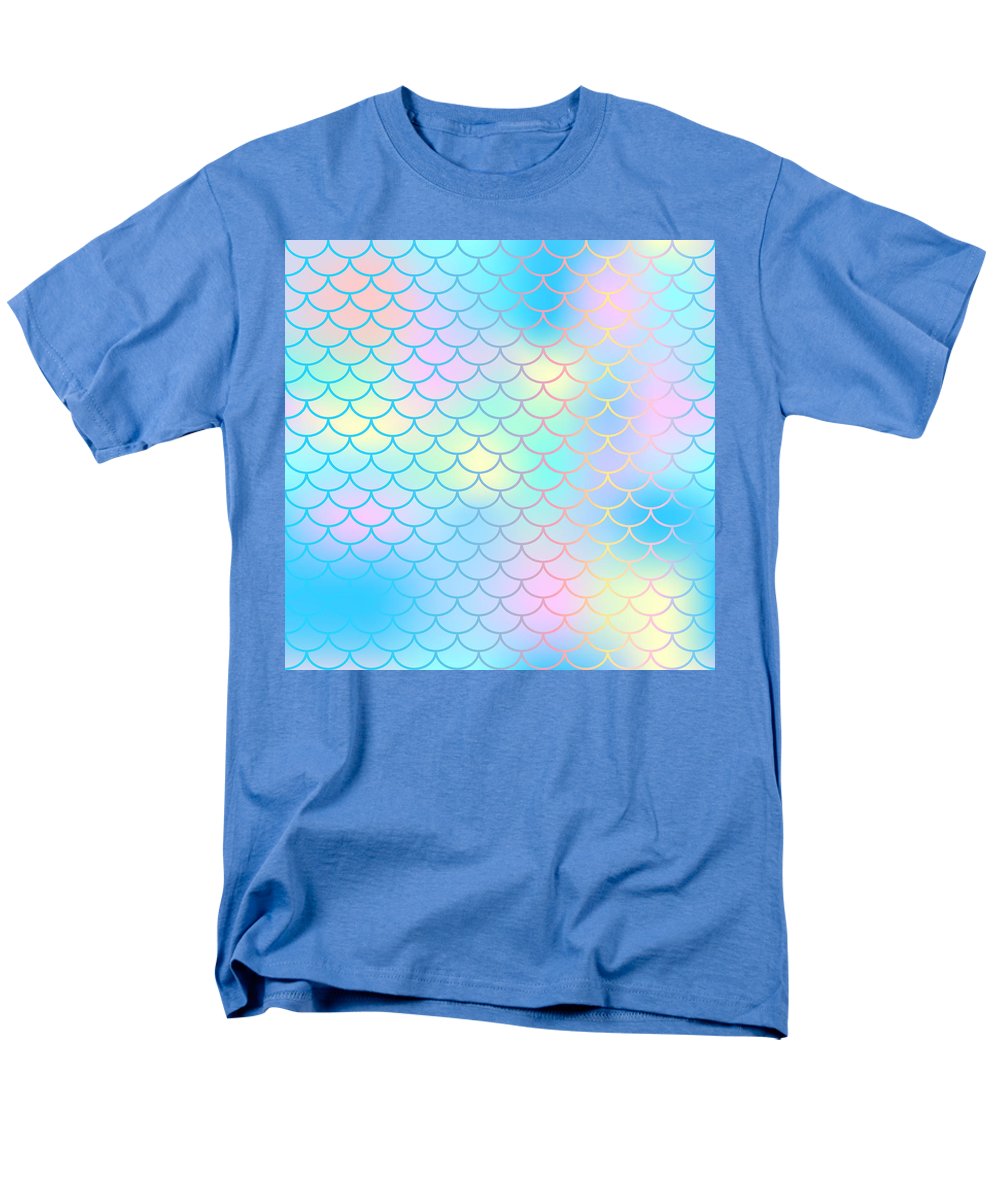 Magic mermaid tail background. Colorful seamless pattern with fish scale net. Blue pink mermaid skin surface. - Men's T-Shirt  (Regular Fit)