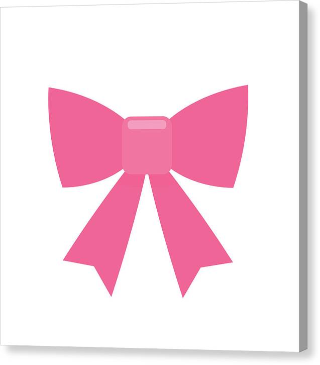 Pink bow simple flat icon - Canvas Print