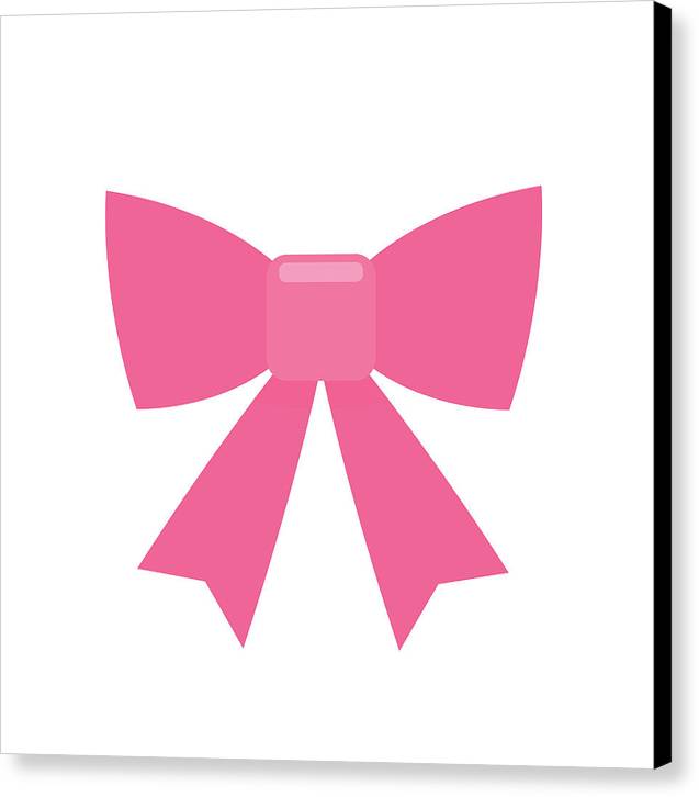 Pink bow simple flat icon - Canvas Print