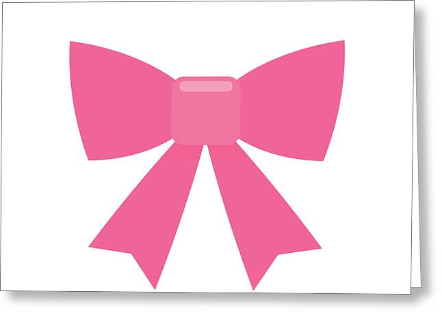 Pink bow simple flat icon - Greeting Card