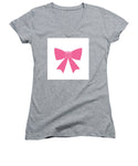Pink bow simple flat icon - Women's V-Neck