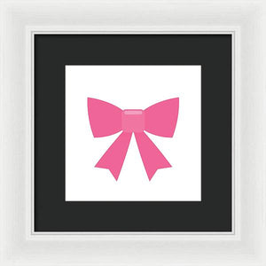 Pink bow simple flat icon - Framed Print