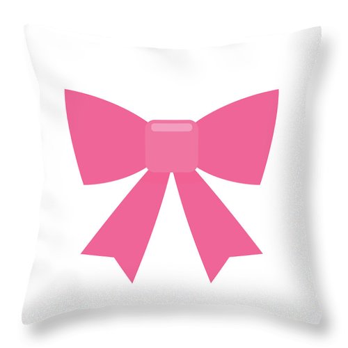 Pink bow simple flat icon - Throw Pillow