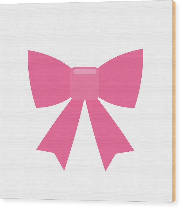 Pink bow simple flat icon - Wood Print