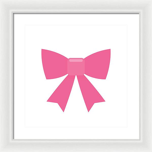 Pink bow simple flat icon - Framed Print