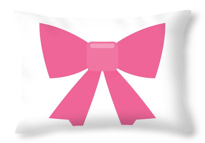 Pink bow simple flat icon - Throw Pillow