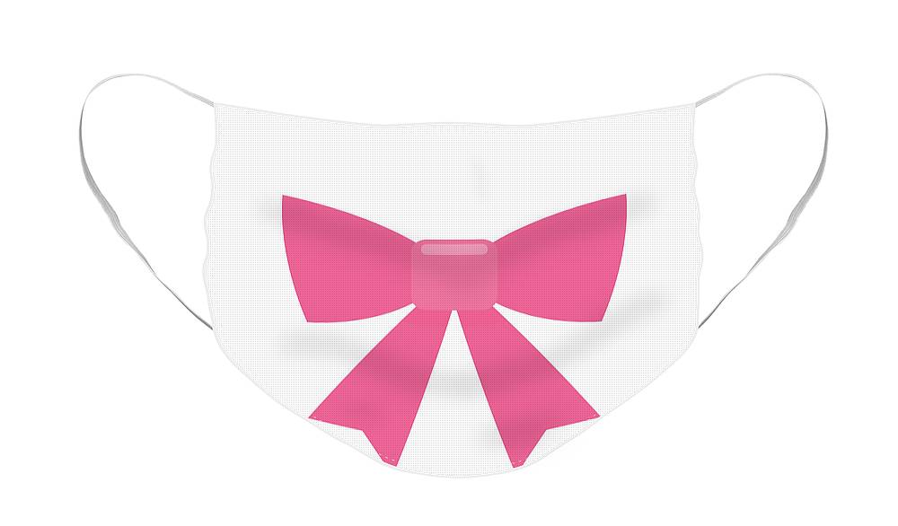 Pink bow simple flat icon - Face Mask