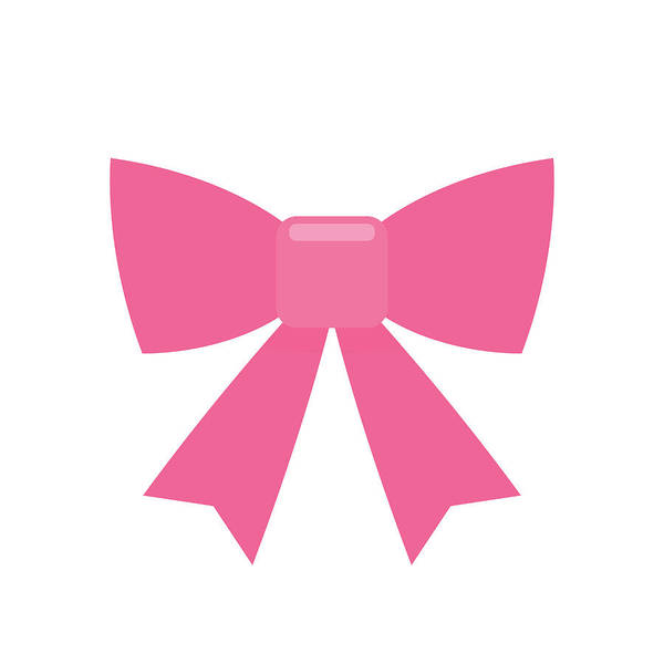 Pink bow simple flat icon - Art Print
