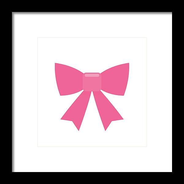 Pink bow simple flat icon - Framed Print