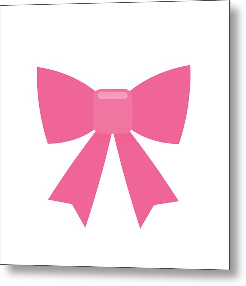 Pink bow simple flat icon - Metal Print