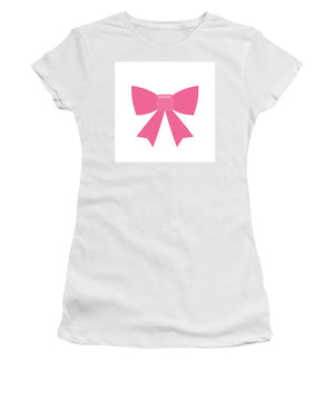 Pink bow simple flat icon - Women's T-Shirt