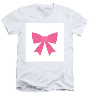 Pink bow simple flat icon - Men's V-Neck T-Shirt