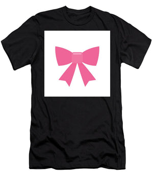 Pink bow simple flat icon - T-Shirt