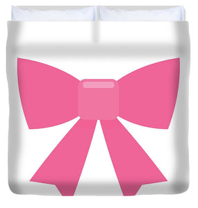 Pink bow simple flat icon - Duvet Cover