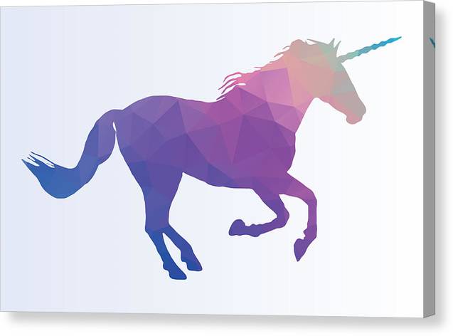 Polygonal Unicorn Horse Silhouette - Canvas Print