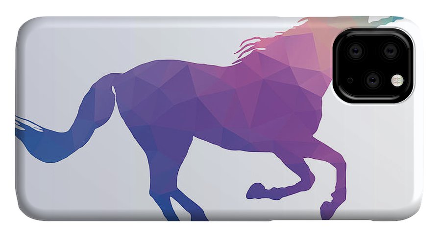 Polygonal Unicorn Horse Silhouette - Phone Case