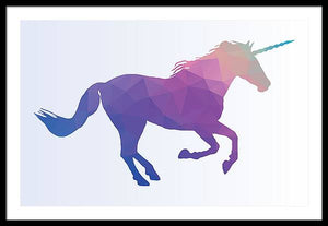 Polygonal Unicorn Horse Silhouette - Framed Print
