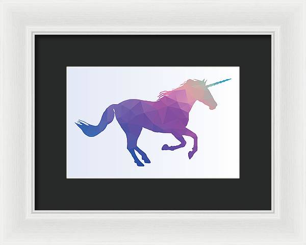 Polygonal Unicorn Horse Silhouette - Framed Print