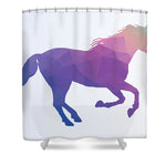 Polygonal Unicorn Horse Silhouette - Shower Curtain