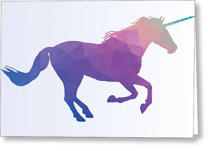 Polygonal Unicorn Horse Silhouette - Greeting Card