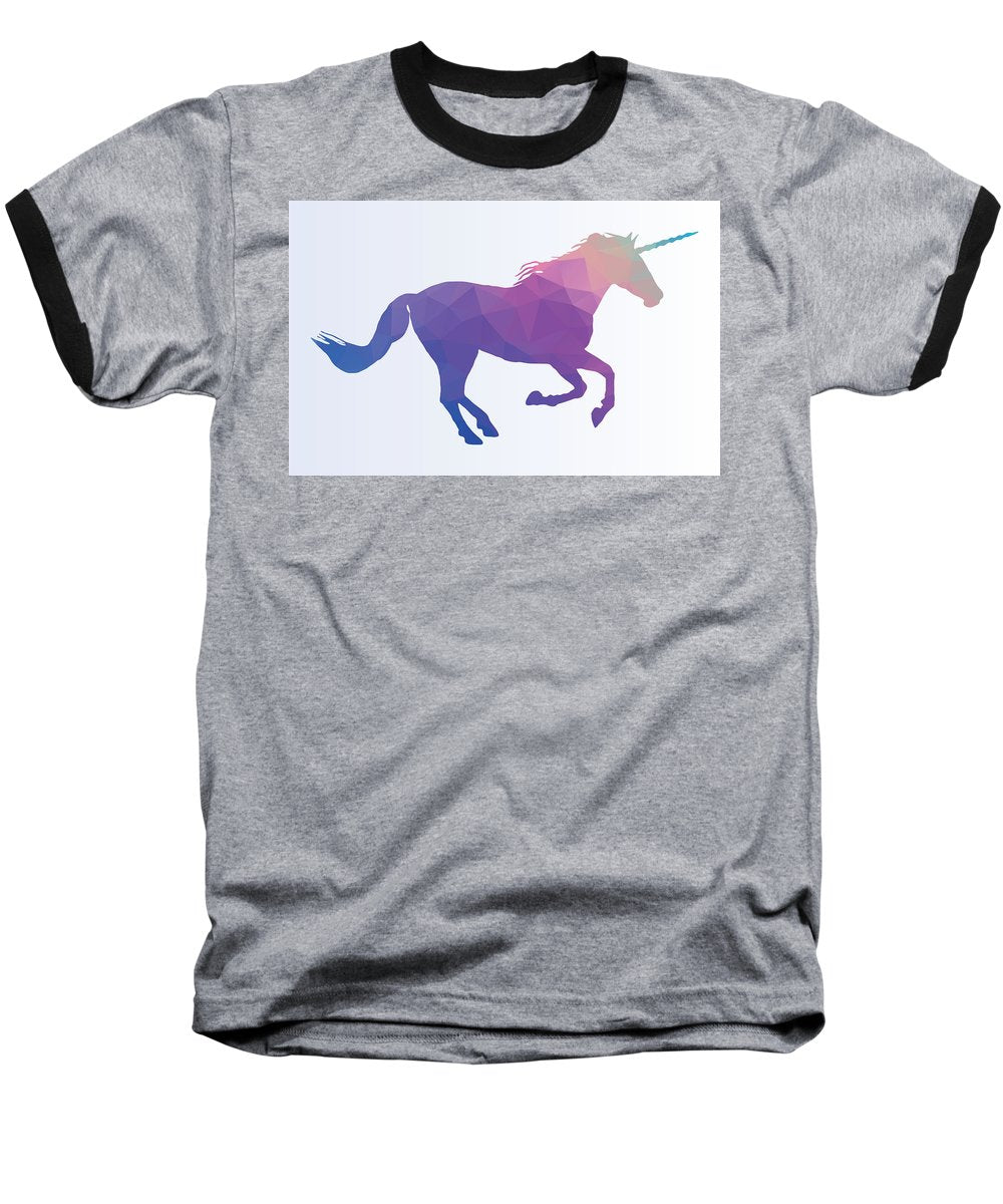 Polygonal Unicorn Horse Silhouette - Baseball T-Shirt