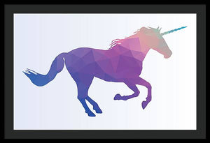 Polygonal Unicorn Horse Silhouette - Framed Print
