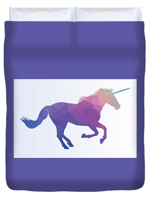 Polygonal Unicorn Horse Silhouette - Duvet Cover