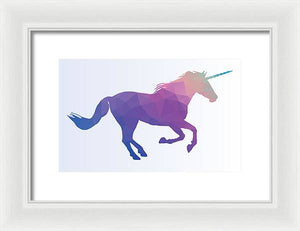 Polygonal Unicorn Horse Silhouette - Framed Print