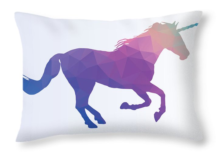 Polygonal Unicorn Horse Silhouette - Throw Pillow