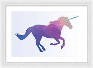 Polygonal Unicorn Horse Silhouette - Framed Print