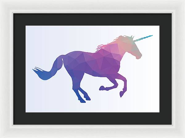 Polygonal Unicorn Horse Silhouette - Framed Print