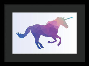 Polygonal Unicorn Horse Silhouette - Framed Print