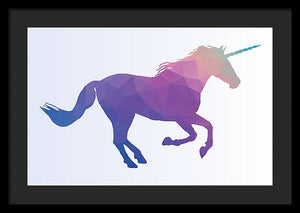 Polygonal Unicorn Horse Silhouette - Framed Print