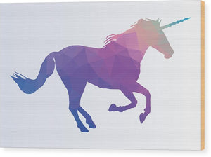 Polygonal Unicorn Horse Silhouette - Wood Print